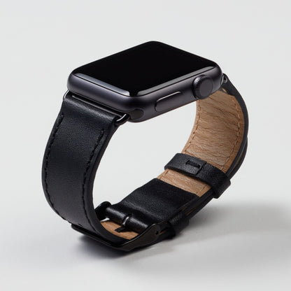 Luxe Leather Apple Watch Strap - Nero Black
