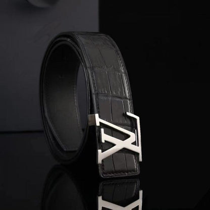 LV Initiales 40mm Reversible Crocodile Leather Belt
