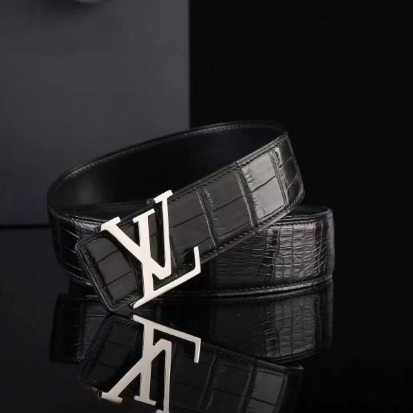 LV Initiales 40mm Reversible Crocodile Leather Belt