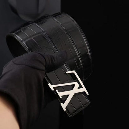 LV Initiales 40mm Reversible Crocodile Leather Belt