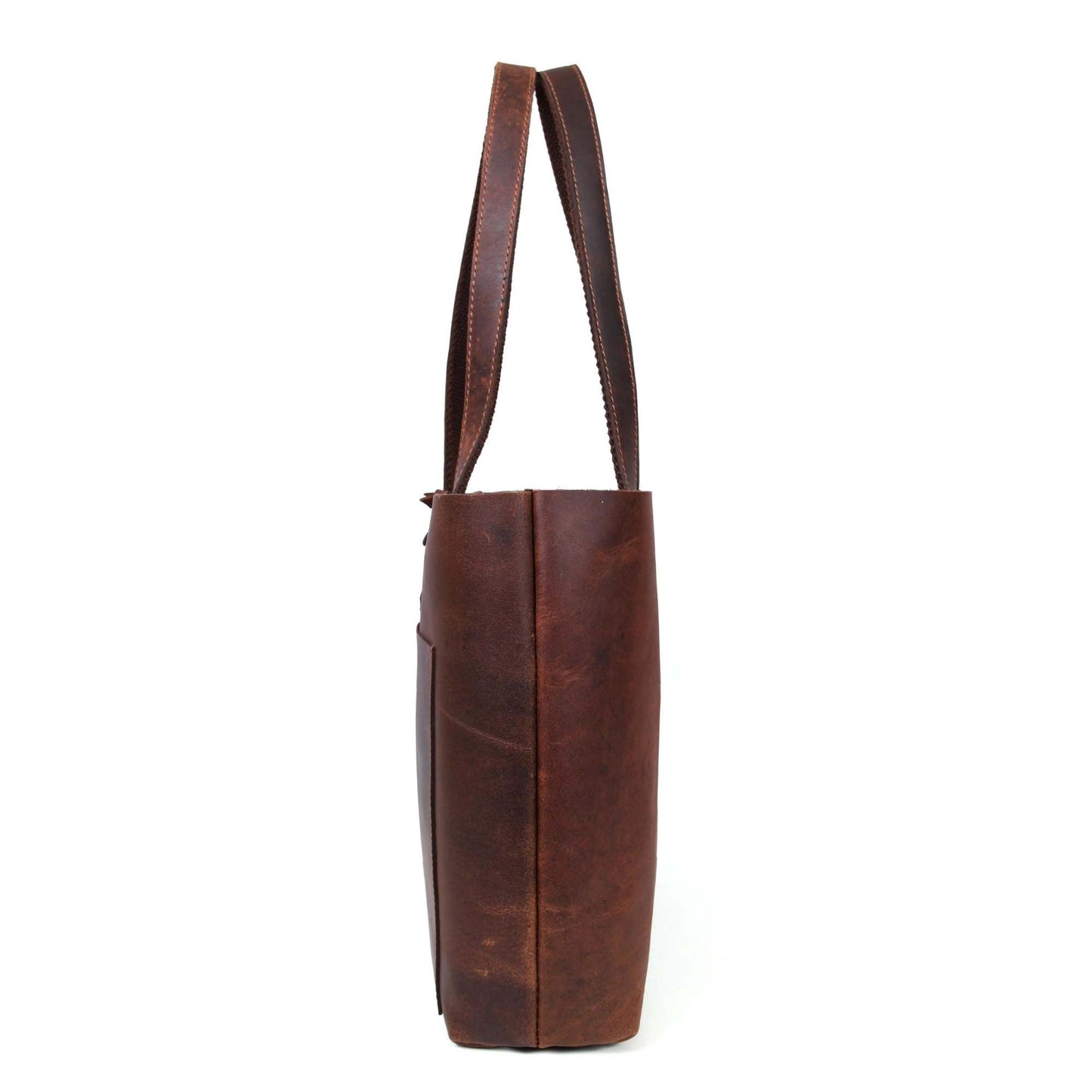 Tolredo - Brown Leather Tote Bag with Leather Closure
