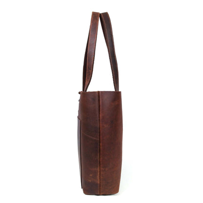Tolredo - Brown Leather Tote Bag with Leather Closure