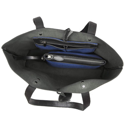 Tolredo - Black Leather Tote Bag with Leather Closure