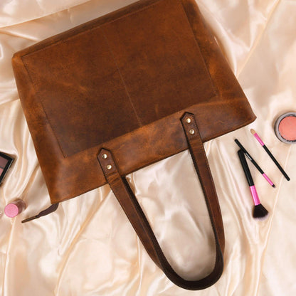 Classic Cognac Leather Tote Bag