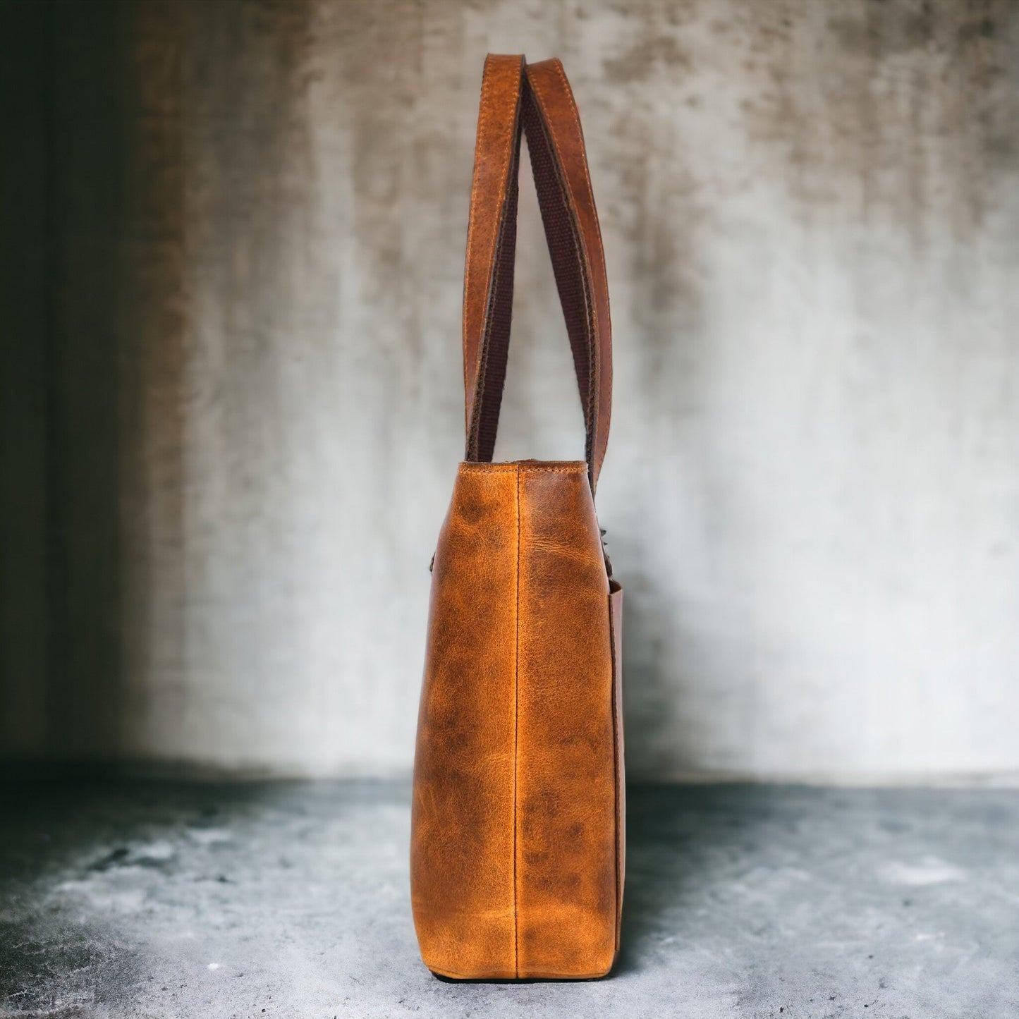 Classic Cognac Leather Tote Bag