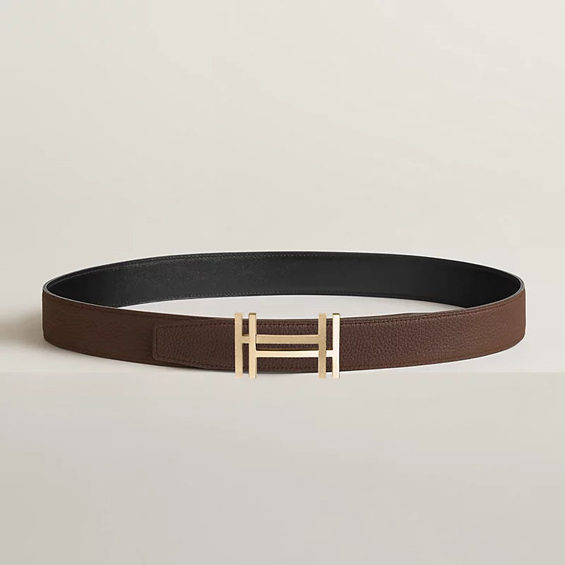 H au Carre belt buckle & Leather strap 32 mm