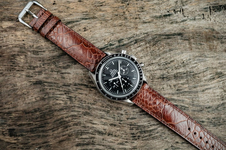 Light Brown Ostrich Leg Leather Watch Strap/ Quick Release Watch Strap/19mm/21mm/22mm/ Handmade Custom Leather Watch/ Gift for Men & Women