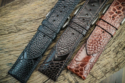 Light Brown Ostrich Leg Leather Watch Strap/ Quick Release Watch Strap/19mm/21mm/22mm/ Handmade Custom Leather Watch/ Gift for Men & Women