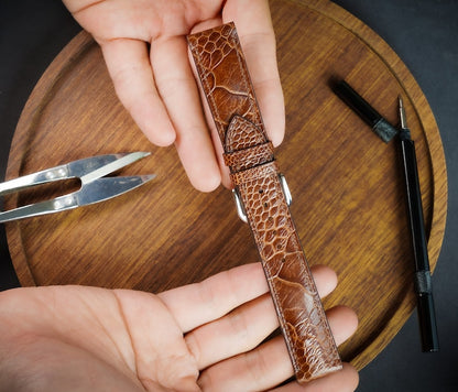 Light Brown Ostrich Leg Leather Watch Strap/ Quick Release Watch Strap/19mm/21mm/22mm/ Handmade Custom Leather Watch/ Gift for Men & Women