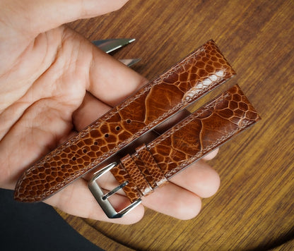 Light Brown Ostrich Leg Leather Watch Strap/ Quick Release Watch Strap/19mm/21mm/22mm/ Handmade Custom Leather Watch/ Gift for Men & Women