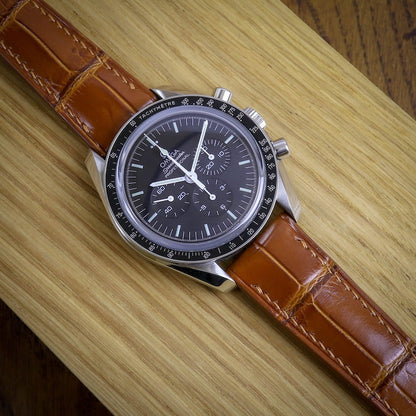 Alligator Leather Watch Strap/Cognac Leather Strap Watch/Quick Release Watch Strap/Leather Handmade Watch Strap/Custom Leather Watch Band