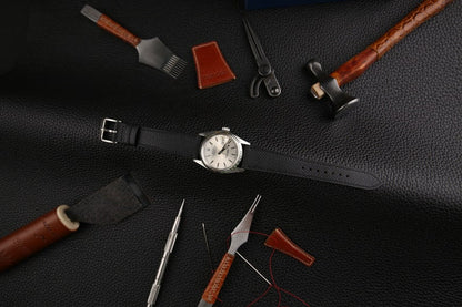 Black Epsom Leather Watch Strap, Black Epsom Leather Handmade Watch Strap, Epsom Strap Watch 16mm 18mm 19mm 20mm 21mm