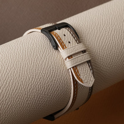 Tricolor Sesame Epsom Leather Watch Strap, Tricolor Sesame Epsom Handmade Watch Strap, Epsom Strap Watch 16mm 18mm 19mm 20mm 21mm