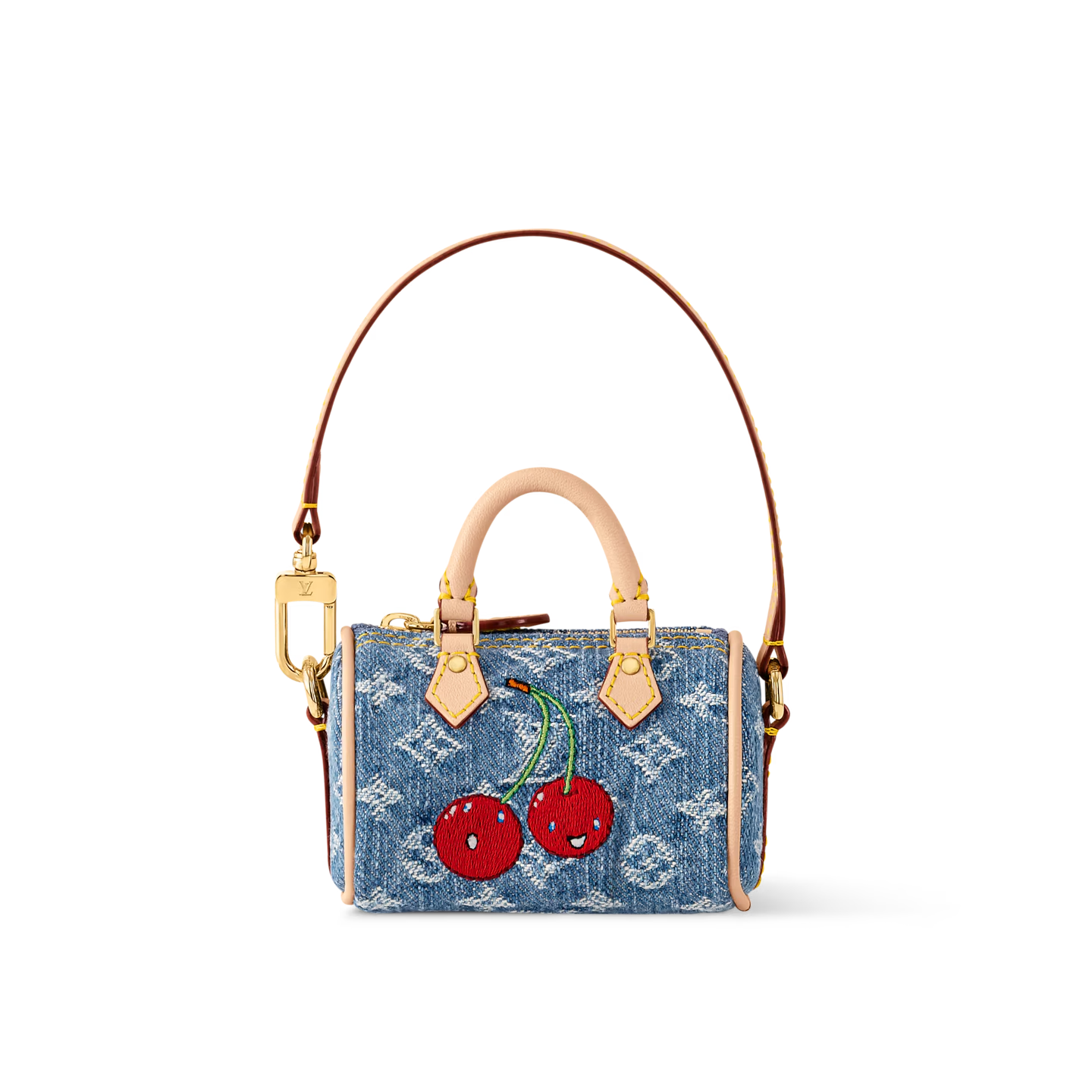 LV x TM Micro Speedy Denim Cerise Bag Charm