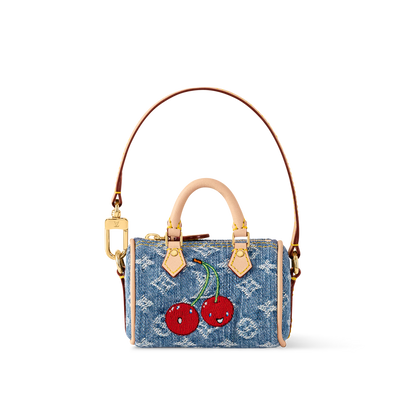 LV x TM Micro Speedy Denim Cerise Bag Charm