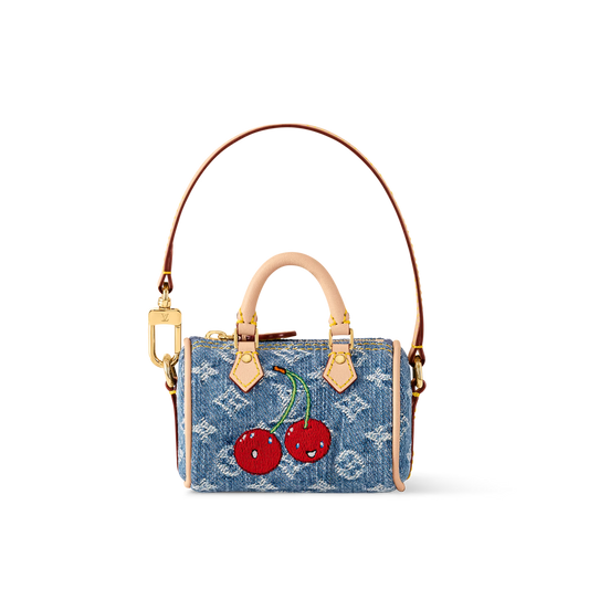 LV x TM Micro Speedy Denim Cerise Bag Charm
