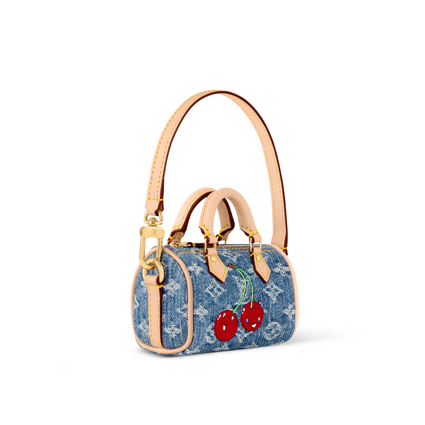 LV x TM Micro Speedy Denim Cerise Bag Charm