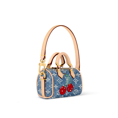 LV x TM Micro Speedy Denim Cerise Bag Charm