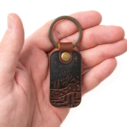 Leather Northern Lights Keyfob - Heritage Brown