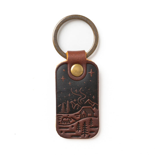 Leather Northern Lights Keyfob - Heritage Brown