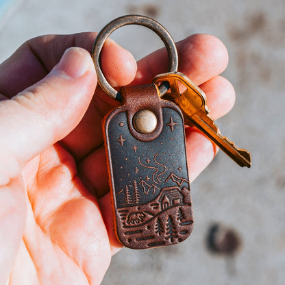 Leather Northern Lights Keyfob - Heritage Brown