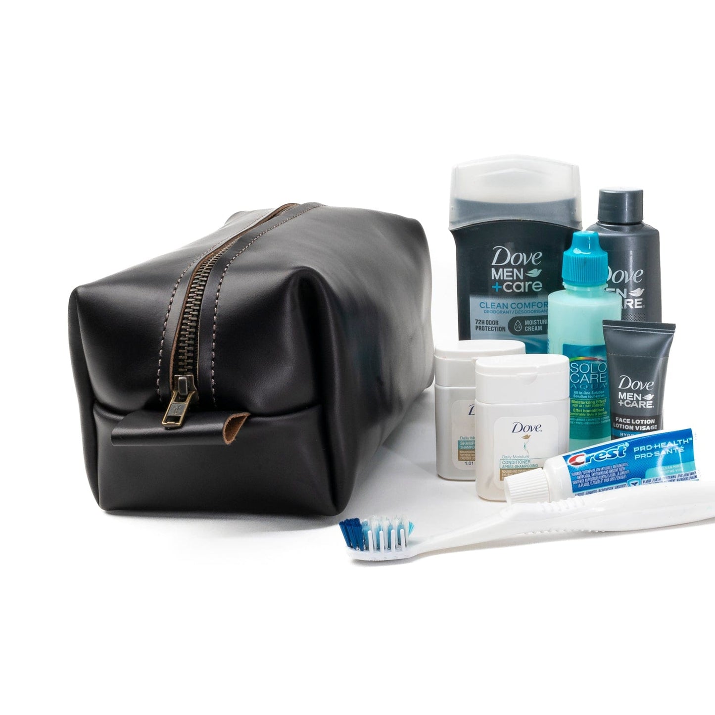 Leather Toiletry Bag - Black