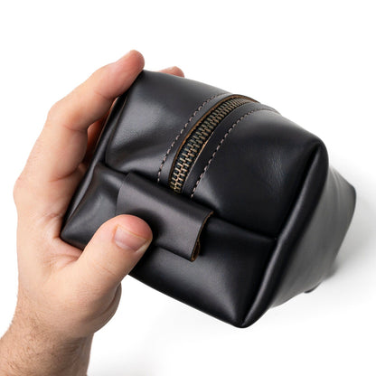 Leather Toiletry Bag - Black