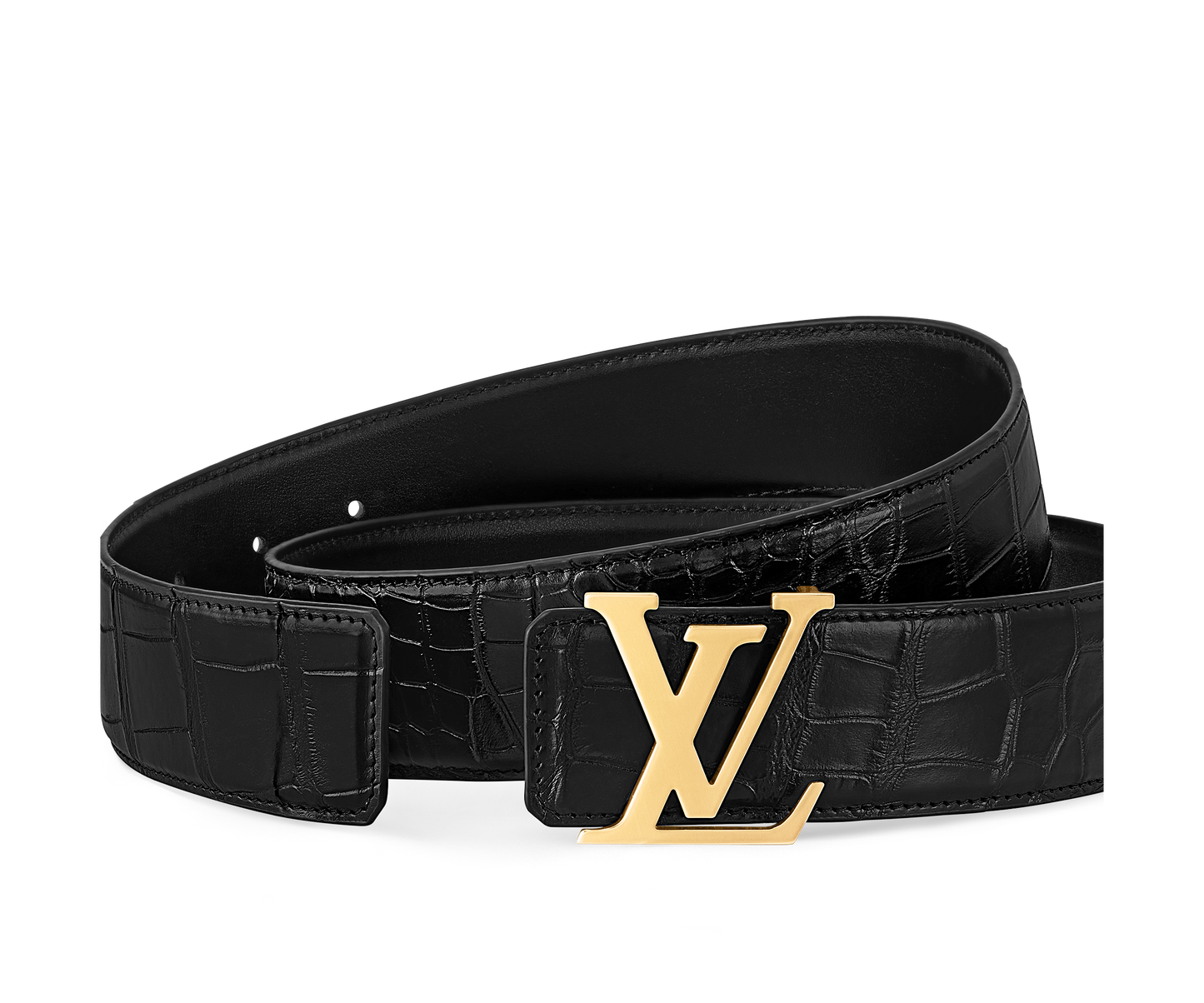 LV Initiales 40mm Reversible Crocodile Leather Belt