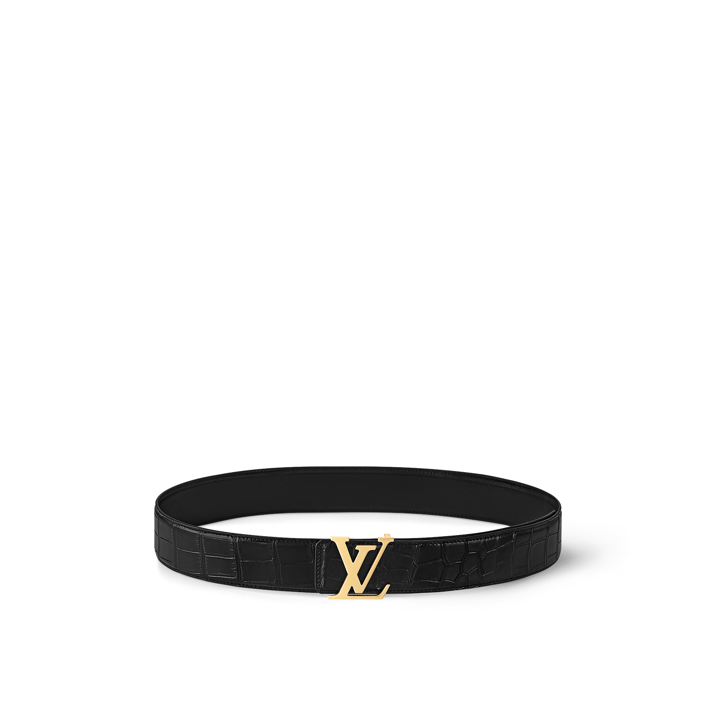 LV Initiales 40mm Reversible Crocodile Leather Belt