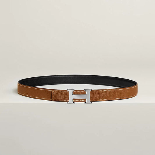 Mini H belt buckle & Reversible leather strap 24 mm