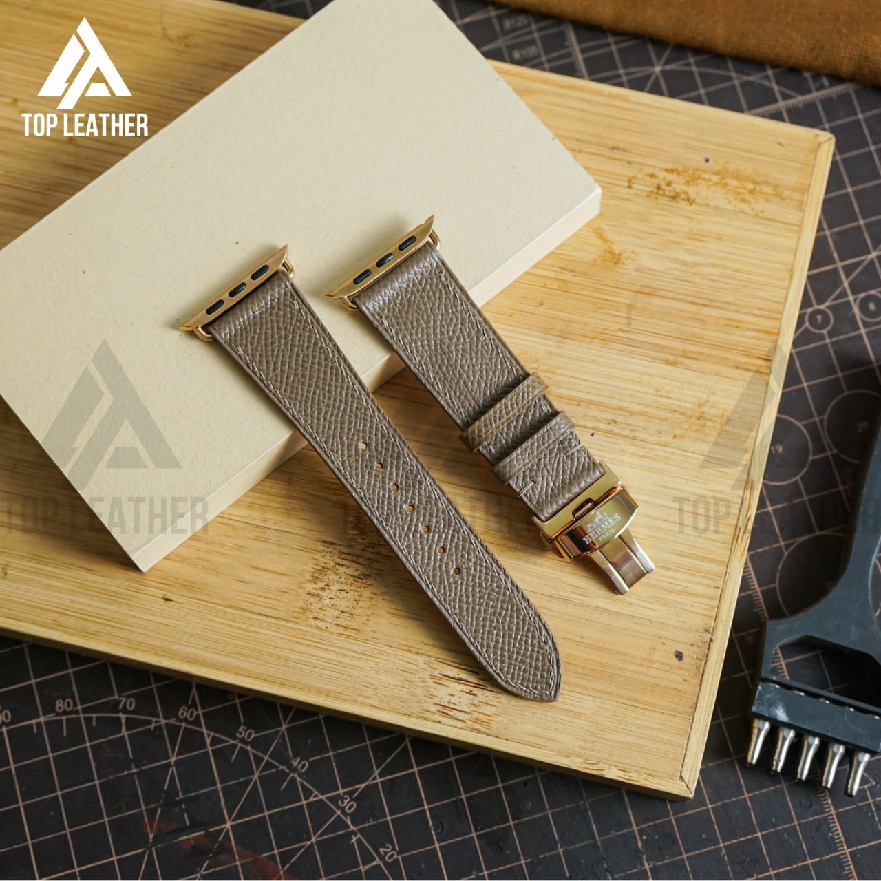 Epsom Leather Apple Watch Bands Series 3 4 5 6 7 8 9 ultra from 38mm to 49mm