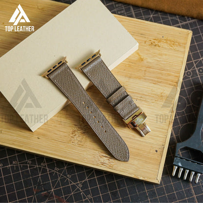 Epsom Leather Apple Watch Bands Series 3 4 5 6 7 8 9 ultra from 38mm to 49mm