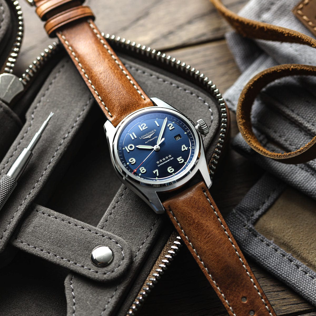 Original Vintage Highley Genuine Leather Watch Strap - Light Brown